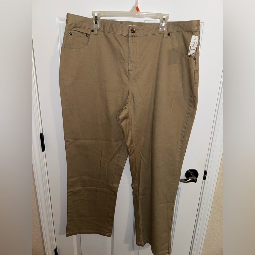 CI Banks Plus High Rise Denim Tan Khaki Pants Wide Leg Jeans Size 20W - Picture 2 of 7